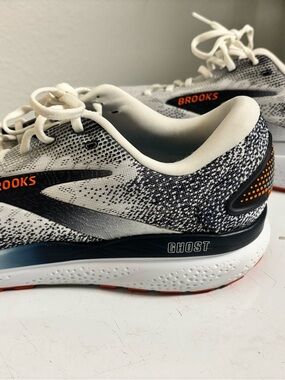 Brooks Ghost 16 Men's Running Shoes - White, Blue  & Orange - Size 13